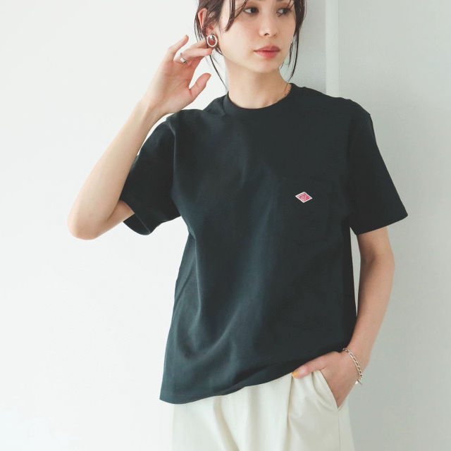 Linhai Japanese 2025 summer dan pocket embroidery casual versatile round neck short-sleeved top for women
