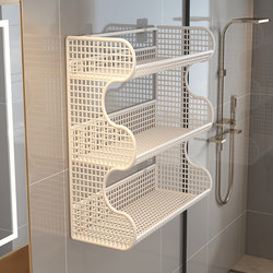 Bathroom Wall-Mounted Storage Rack, No-Drill Bathroom Organizer, Wall-Mounted Bathroom Toilet Washbasin Wall Basket