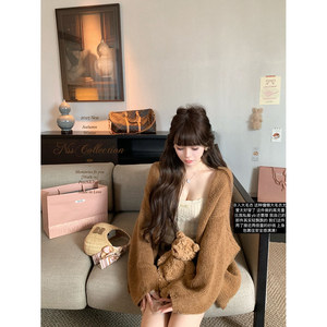 
NSS COLLECTION' afternoon tea break Cardigan's beloved Gaoke heavy brown sweater cardigan jacket women