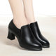 
High heels new autumn thick heels deep-mouth leather shoes without fatigue, comfortable, breathable and elegant middle-aged women's single shoes