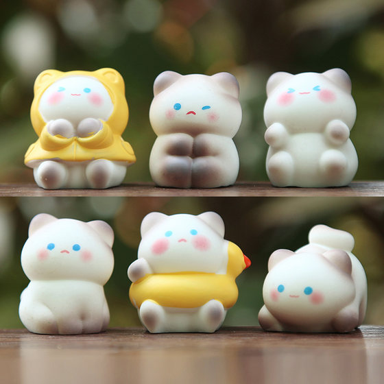 
New Siamese cat doll blind box cartoon cute kitten micro landscape car decoration animal small ornaments