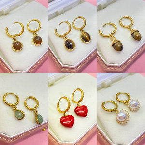 
New fashion titanium steel earbuds simple geometric earrings for women European and American gold jewelry a variety of options for popular jewelry