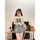 Fabric Pig Xilang Movement Sweet Academy Style Blue Denim Short Skirt Set Summer Print Top Two-piece Set