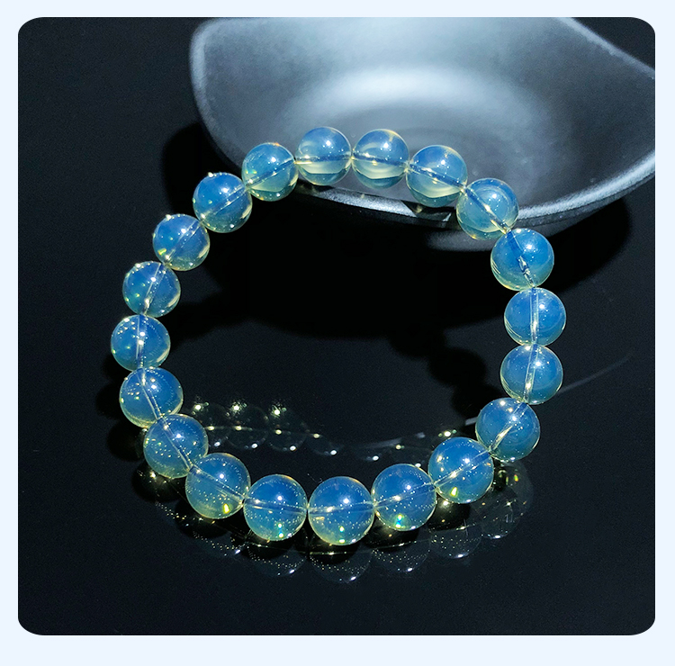 ★高品質★ ブルーアンバー　メキシコ産　ブレスレット ドミマイナーメキシコブルーアンバーブレスレット - 8mm 本物 5A