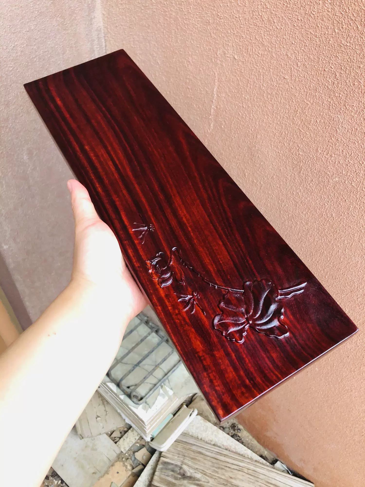 中国　唐木紫檀製　茶托　小皿　五客　V　R6572E 紫檀 茶托 中国 唐木紫檀製 茶托 小皿 五客 V R6572E