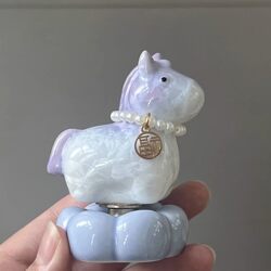 Get Rich Instantly Jingdezhen Crystal Glaze Small Horse Desktop Ornament High-Value Ceramic Fortune Horse New Year Gift