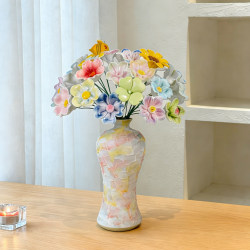Jingdezhen Ceramic Vase Eternal Flower Set Desktop Small Ornament Decoration Creative Gift for Girlfriend Ceramic Flower Vessel