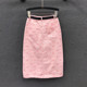 Korean version of pink printed denim skirt for women 2025 summer new fashionable age-reducing high waist mid-length hip-covering skirt