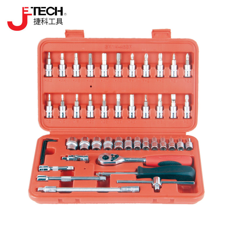Jetech 1/4 Drive Socket Set - 46-Piece Auto Repair Tool Set
