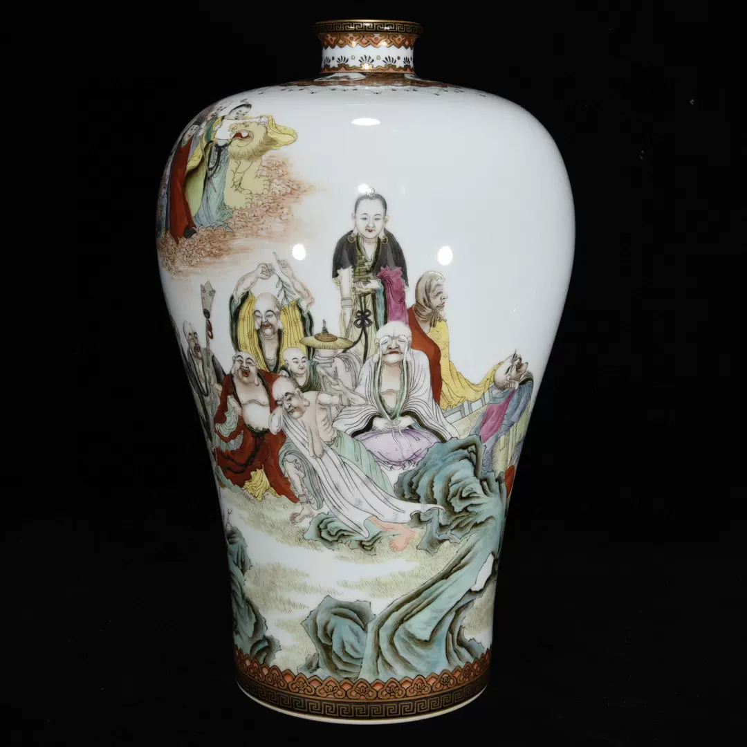 明・永年製款・古陶磁器・甜白釉暗刻龍紋梅瓶・箱