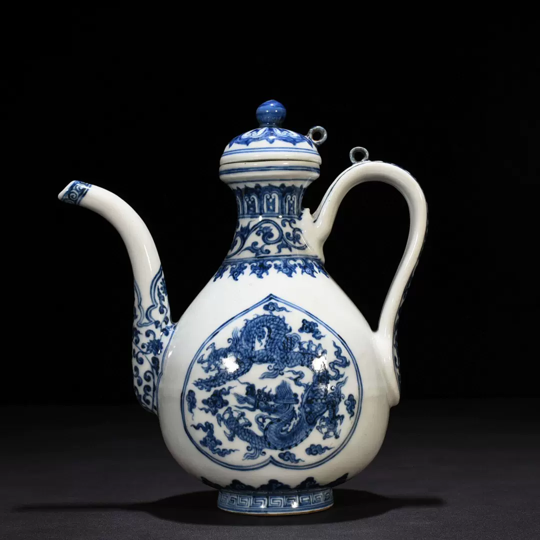 中国宋代耀州窯  倒流壶￼  陽刻花紋  古美術品 宋耀州窑刻缠枝牡丹纹倒流壶古玩古董精品瓷器老货旧货收藏