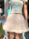 CCKOK Creamy apricot puffy gauze skirt short skirt summer age-reducing versatile pure a-line skirt
