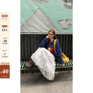 
CCKOK white lace crochet cake skirt 2025 autumn new French girl niche skirt