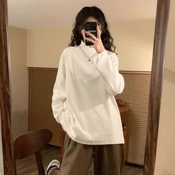 Half-Turtleneck Base Layer Shirt for Women, Suitable for Layering in Autumn and Winter, Loose Fit for Plus-Size Women, Fleece-Lined and Thickened, Large Size Long-Sleeve T-Shirt Top