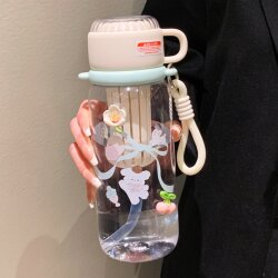 Cute Dual-Drink Large-Capacity Straw Cup for Girls, High-Looking Outdoor Portable Tea and Water Separation Cup, 2026 New Model