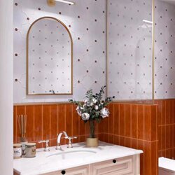 Trendy Instagram-Style Minimalist Modern Fresh Floral Tile Bathroom Wall Stickers with Embossed Sun Flower Pattern