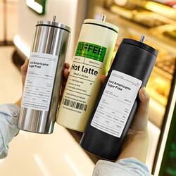 Iced Americano Coffee Cup, Insulated Cup, Cold-Keeping Stainless Steel Travel Latte Cup, New Model with Straw, High-Value Water Cup