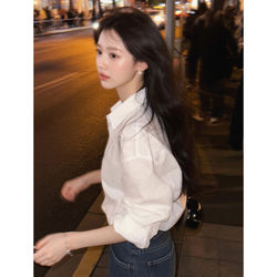 White Long-Sleeve Shirt for Women 2026 New Spring Style High-End Light Luxury Age-Reducing Stylish Slimming Loose Blouse Top
