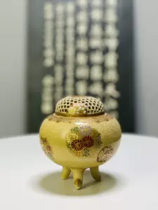 獅子 置物 蓋 香炉 薩摩 明治 金彩 【公式通販】