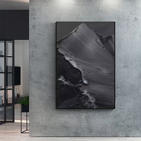 抽象的な白黒油絵 - モダンな壁画