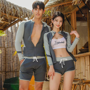 
Wetsuit women's long-sleeved two-piece couple sun protection quick-drying surfing swimsuit set snorkeling suit jellyfish suit surfing