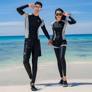 Couple diving suit Female split -to -thin set long -sleeved men's surfing jellyfish sports sunscreen hot spring swimsuit