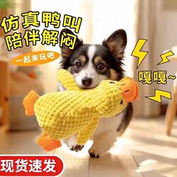 Dog Toy Pet Chew-Resistant Self-Entertainment Sound-Making Gadget Corgi Little Yellow Duck Puppy Plush Teething Toy
