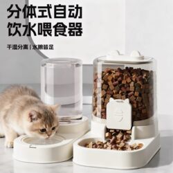 Pet Automatic Water Dispenser and Feeder, Large Capacity, Transparent, Cat Ear Design, Dry and Wet Separation, Detachable Model, Feeder and Water Dispenser