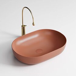Brick-Red Ceramic Integrated Washbasin Single Basin European-Style Colorful Countertop Basin Bathroom Balcony Artistic Washbasin