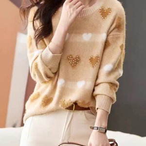 
Sweater women's 2023 autumn outfit new Korean style knitted base shirt versatile loose and fashionable round neck pullover top