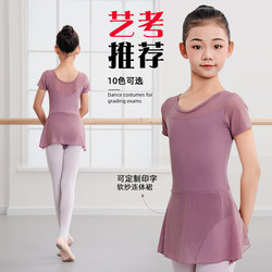 Children's Dance Clothing One-Piece Skirt Practice Clothes Ballet Clothes Gymnastics Clothes Girls Chinese Dance New Spring Short-Sleeved