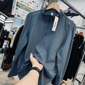 Korean fabric moisture absorbing breathable and quick-drying outdoor mountain style inner wear for men and women standing collar half zipper long-sleeved T-shirt