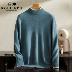 
High-end brand thickened cashmere sweater for men 100 pure cashmere half turtleneck round neck pullover knitted warm long-sleeved sweater