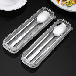 304 Stainless Steel Chopsticks and Spoon Cute Two-Piece Set for Office Workers and Students, Portable Cutlery with Storage Box