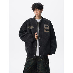 Trendy Retro Embroidered Button-Up Baseball Jacket for Men, American High Street Style, Cool and Versatile, College Style Sports Jacket