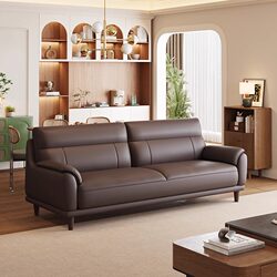 Small Apartment Office Study Leather Sofa Modern Simple First Layer Cowhide Sofa Living Room Double Leather Sofa