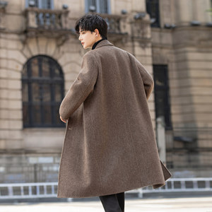 
High-end wool woolen coat for men 26 new double-sided cashmere coat thickened windbreaker mid-length trendy knee-length