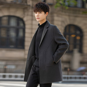 
Woolen coat men's mid-length winter thickened 100 pure wool woolen coat Korean style double-sided windbreaker high-end