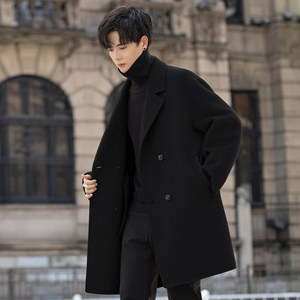 
Woolen Coat Men's Woolen Woolen Coat 2025 New Mid-Length Double-sided Velvet Windbreaker Autumn and Winter Thickened Trendy