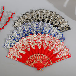 Plastic Fan with Gold Stamping, European Style, Noble and Elegant, Traditional Folding Fan 7inch Manufacturer