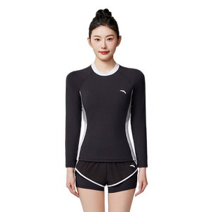 Anta Xiaoman waist 丨 swimsuit soaked in hot spring women's holiday split meat, thin swimsuit shorts, black high -level
