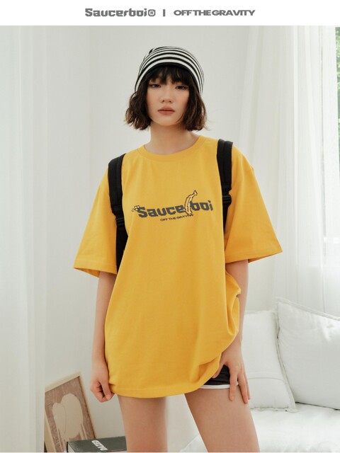 Saucerboi 23SS Guo Chao INS Pixel Banana Make Print T -shirt New Cotton Short Sleeve