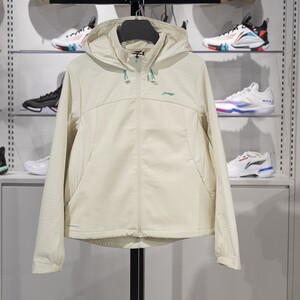Li Ning soft shell jacket for women 2024 winter new plush warm loose woven sports windbreaker AFDU348