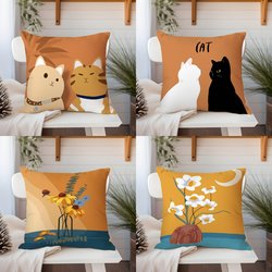 Scandinavian Orange Simple ins Abstract Geometric Pillowcase Living Room Sofa Cat Pillow Bedroom Cushion Bedside Pillow