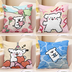 Korean-Style Line Art Puppy Pillow, Fresh Sofa Cushion, Modern Chair Backrest Line Pillow Cover, Living Room Cushion Cover