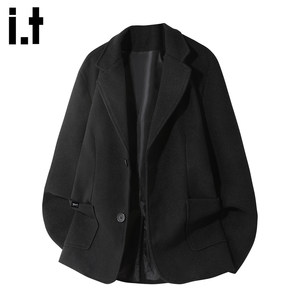 
it:5cm/FIVECM black suit collar woolen coat men's 2025 winter loose casual woolen coat