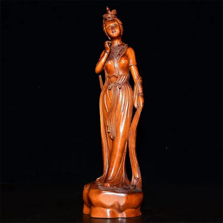 人形 アート 彫刻 黄楊木彫 置物 インテリア 工芸品 美術品 A1129 人形