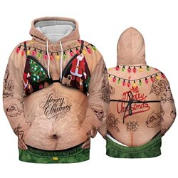 Spring and Autumn Thin Style Funny Christmas Fun Long-Sleeve Muscle Sweatshirt Christmas Digital Print Prank Hoodie