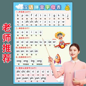 Chinese Pinyin letter Watch Wall Sticker first -year spelling training full -scale mother rhyme general recognition syllable hanging chart