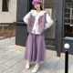 Plus size fat girl mm autumn Korean style Japanese corduroy embroidered vest jacket women's loose doll collar shirt
